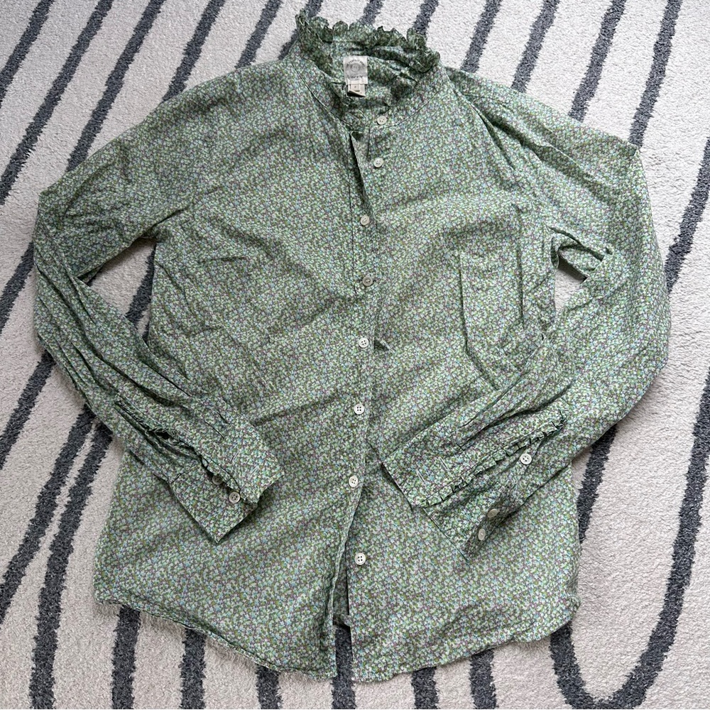 J.Crew Liberty Floral Ruffle Collar Button Down Size 0